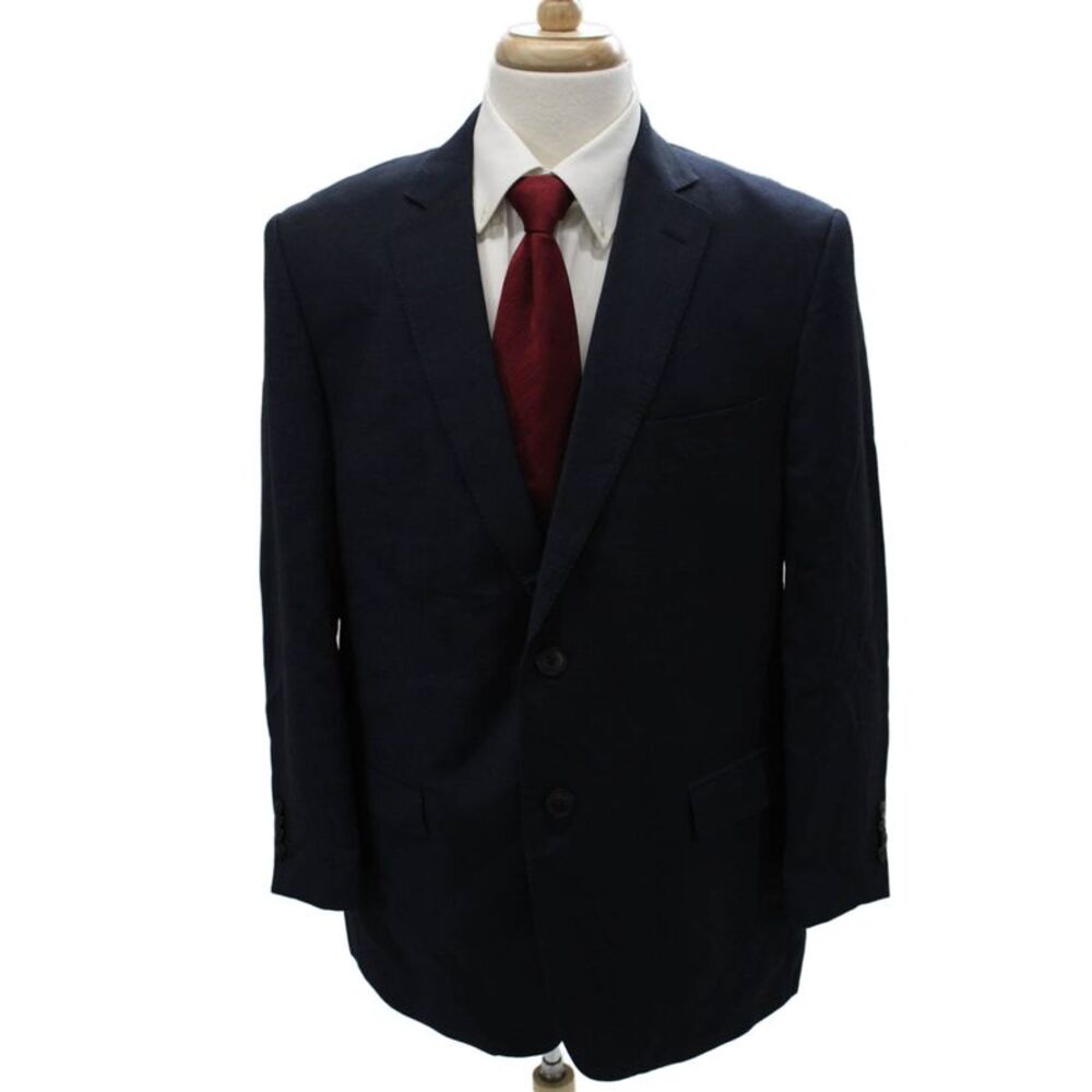 Pal Zileri Mens Blue Wool Blazer Button Closure Size 48